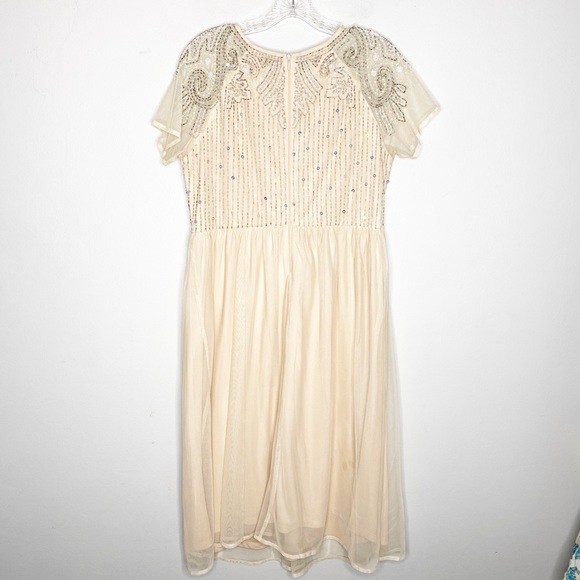 ASOS Shirt Sleeve Tulle Beaded Maternity Dress 10 - Picture 3 of 9